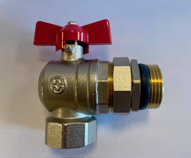 Obrázek k výrobku 3885 - Rohový kul.ventil MF 1" se šroubením, motýl